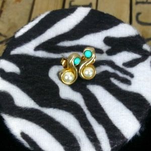 Turquoise & Pearl Ying & Yang Earrings